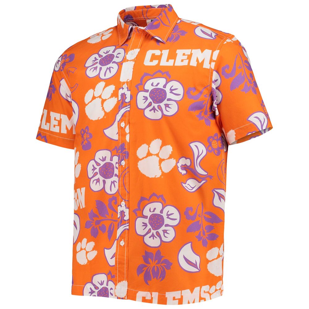 Men's Wes & Willy Orange Clemson Tigers Floral Button-Up Shirt