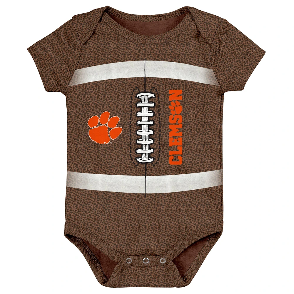 Body de football marron Clemson Tigers Catch Me pour nouveau-né et bébé