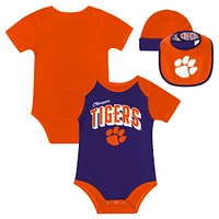 Newborn & Infant Clemson Tigers Dynamic Duo Bodysuit, Bib Cuffed Knit Hat Set