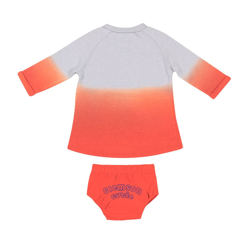 Newborn & Infant Colosseum Gray/Orange Clemson Tigers Hand Ombre Dress Bloomers Set