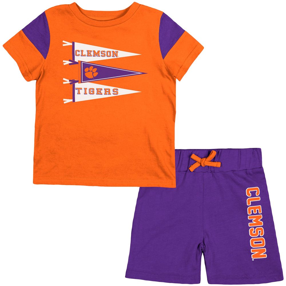 Newborn & Infant Colosseum Orange/Purple Clemson Tigers Baby Herman T-Shirt Shorts Set