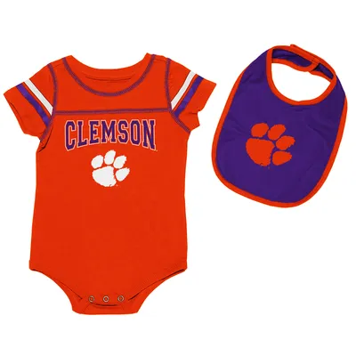 Clemson Tigers Colosseum Newborn & Infant Chocolate Bodysuit Bib Set - Orange/Purple