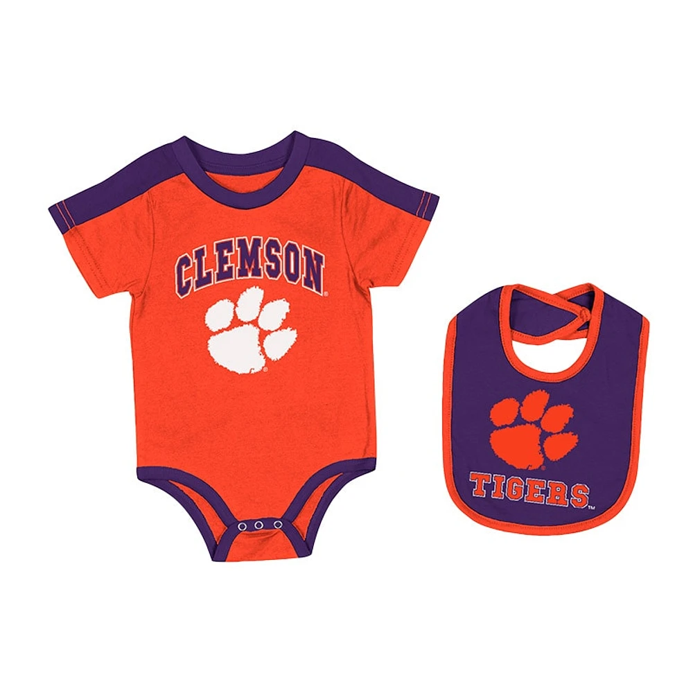 Ensemble body et bavoir Colosseum Orange Clemson Tigers Encore pour nouveau-nés nourrissons