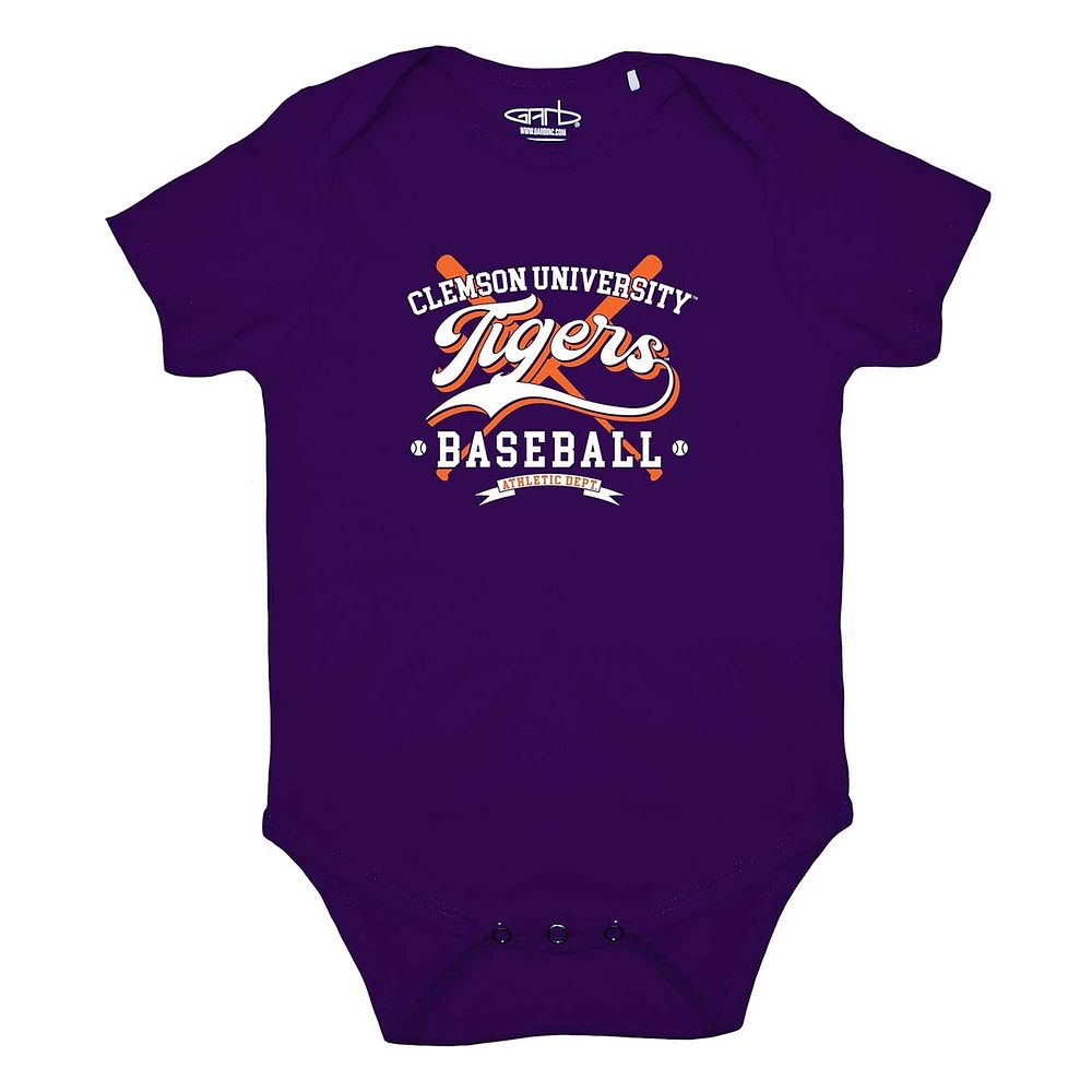 Newborn & Infant Garb Purple Clemson Tigers Otis Baseball Bodysuit