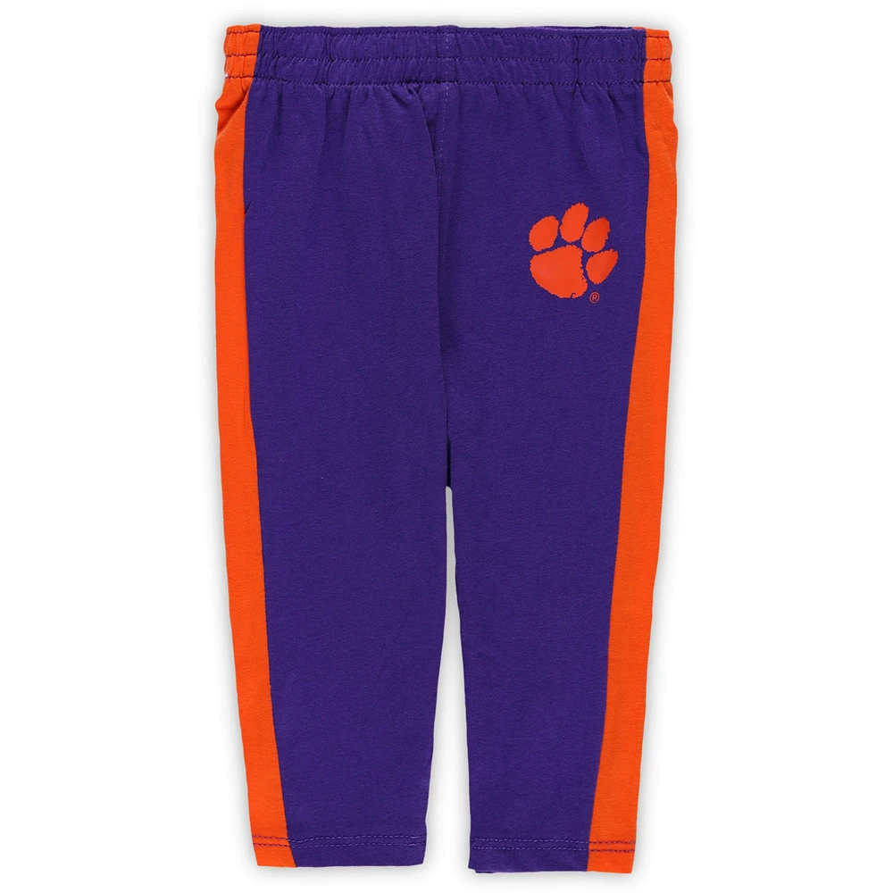 Newborn & Infant Orange/Purple Clemson Tigers Little Kicker Long Sleeve Bodysuit Sweatpants Set
