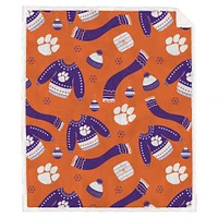 Pegasus Clemson Tigers 60" x 70" Ugly Sweater Flannel Fleece Sherpa Blanket