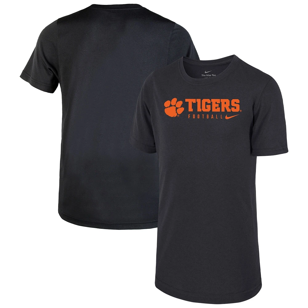 T-shirt Nike pour enfants d'âge préscolaire, noir, Clemson Tigers 2023 Sideline Legend Performance