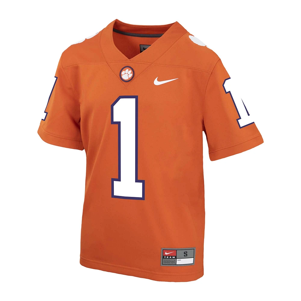 Maillot de football réplique intouchable Nike Orange Clemson Tigers pour enfants d'âge préscolaire