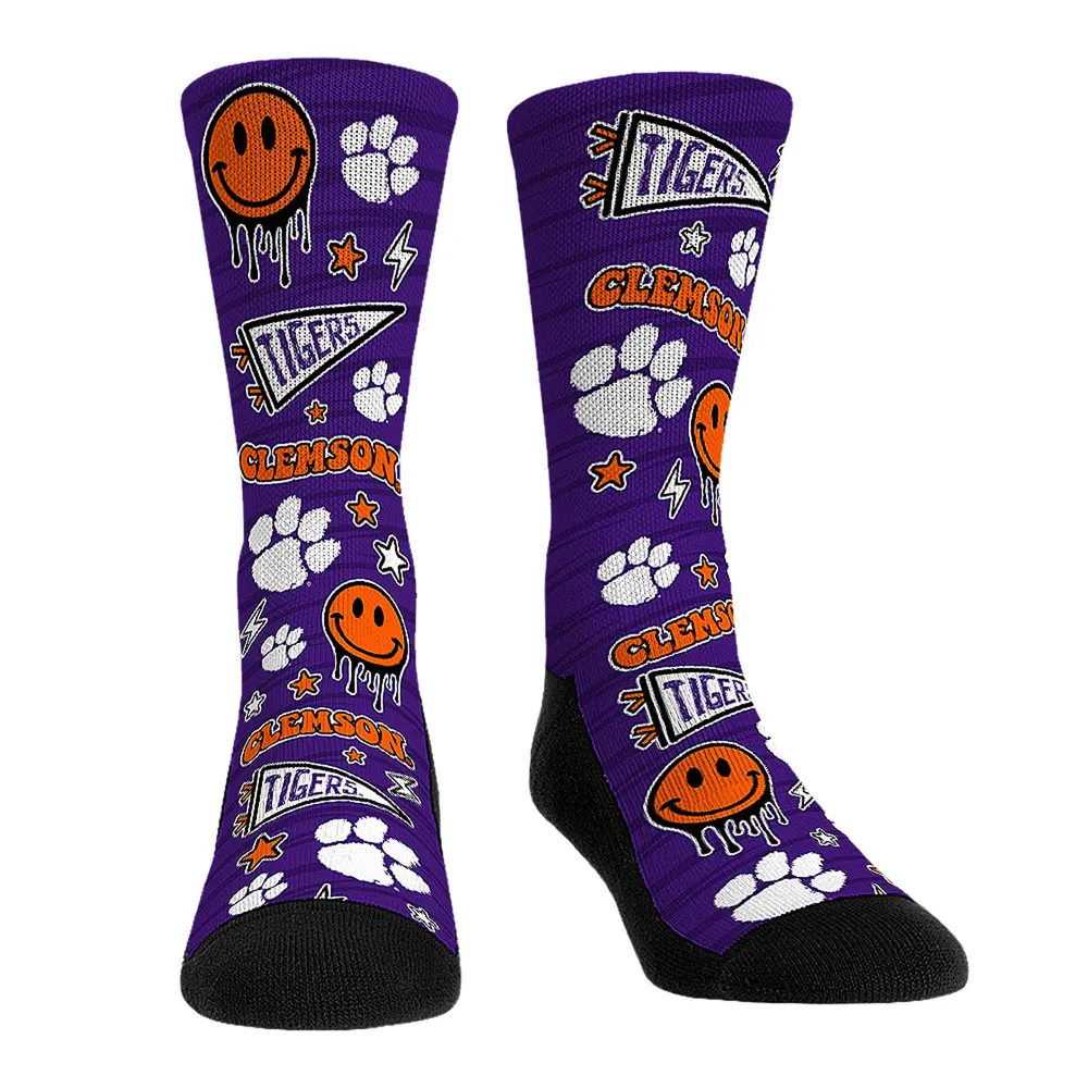 Rock Em Socks Clemson Tigers Smiley Stickers Crew