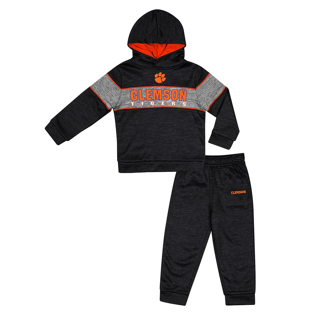 Ensemble sweat à capuche et pantalon de survêtement en polaire noir Clemson Tigers Grizworld pour tout-petit Colosseum