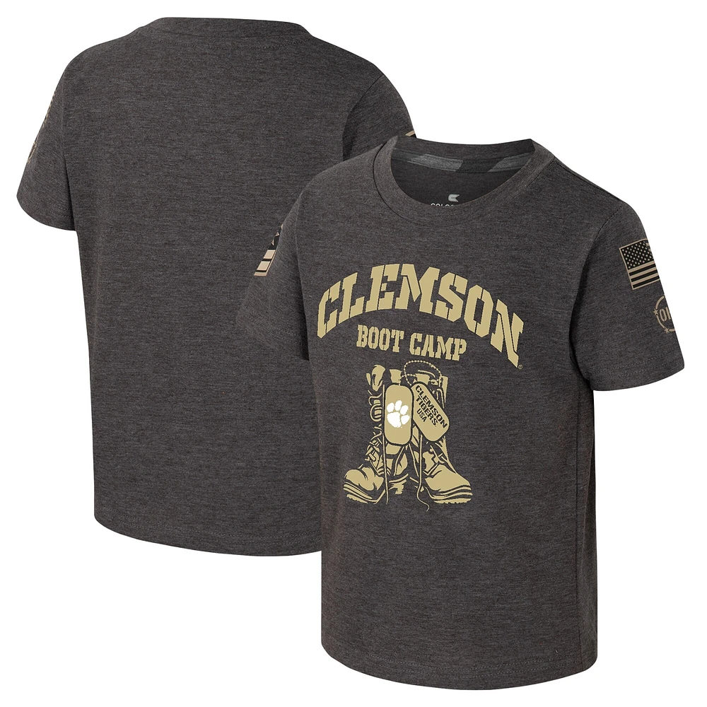 Toddler Colosseum Charcoal Clemson Tigers OHT Military Appreciation Boot Camp T-Shirt