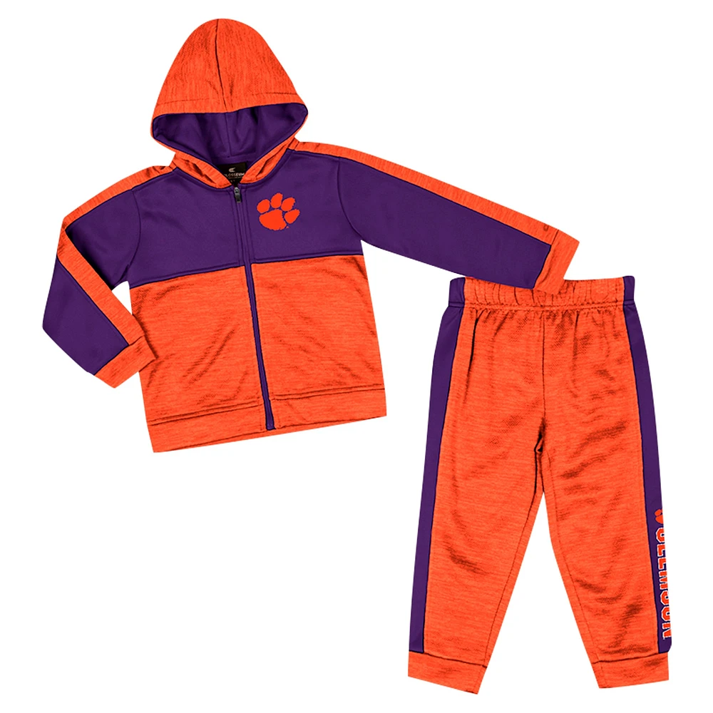 Toddler Colosseum Orange Clemson Tigers Full-Zip Fleece Hoodie & Pants Set