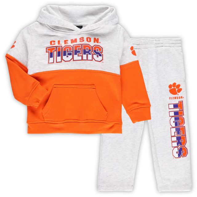 Ensemble sweat à capuche et pantalon Clemson Tigers Playmaker gris chiné/orange pour tout-petit