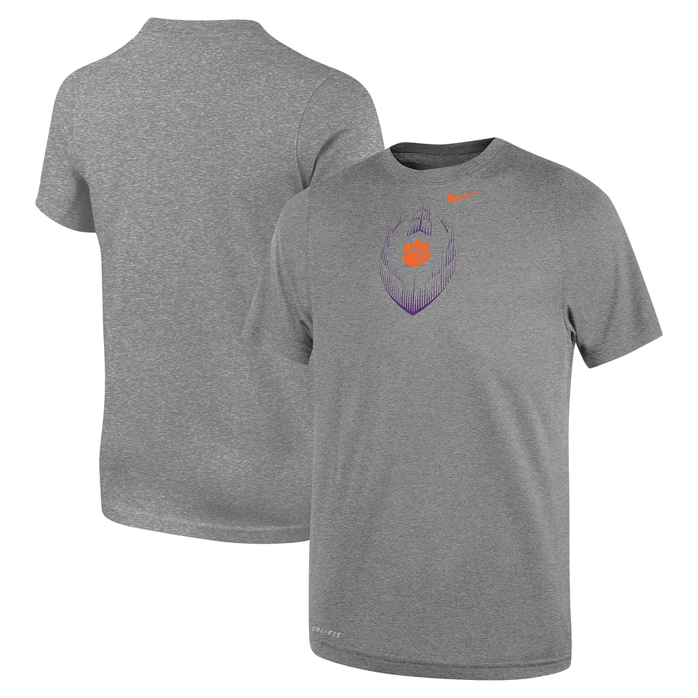 T-shirt de performance football Nike gris pour tout-petits Clemson Tigers Legend