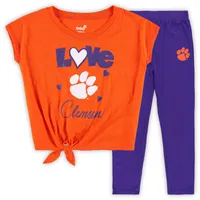 Ensemble t-shirt et legging Clemson Tigers Forever Love Team orange/violet pour tout-petit