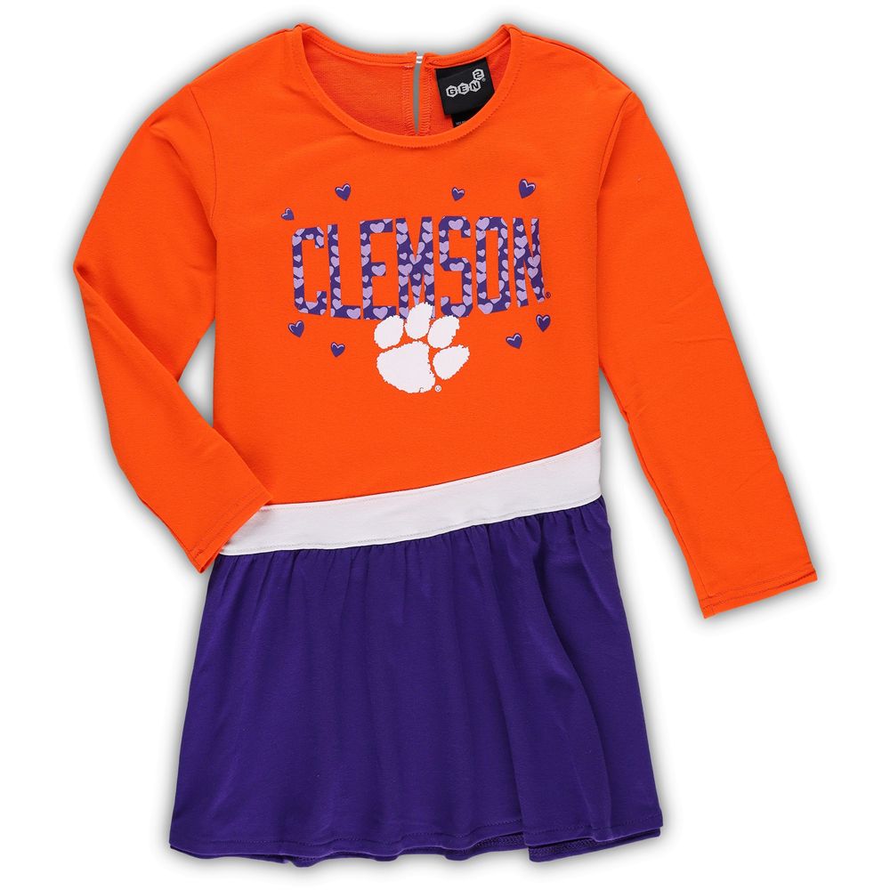 Toddler Orange Clemson Tigers Heart to French Terry Dress