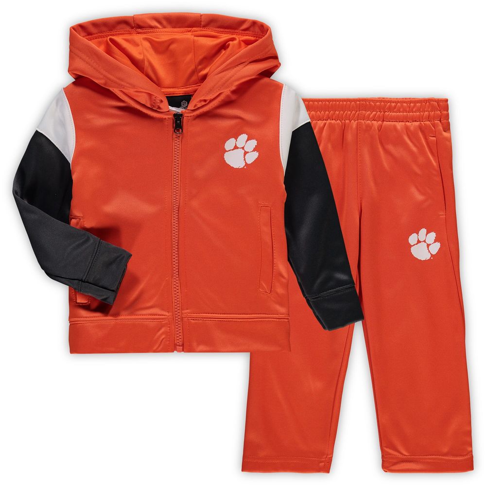 Toddler Orange Clemson Tigers Poly Fleece Full-Zip Hoodie and Pants Set