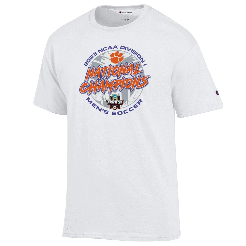 Unisex Champion  White Clemson Tigers 2023 NCAA Men's Soccer National Champions Locker Room T-Shirt