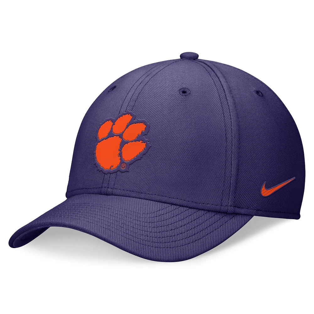 Casquette unisexe Nike violet Clemson Tigers 2024 Sideline Rise Swoosh Flex