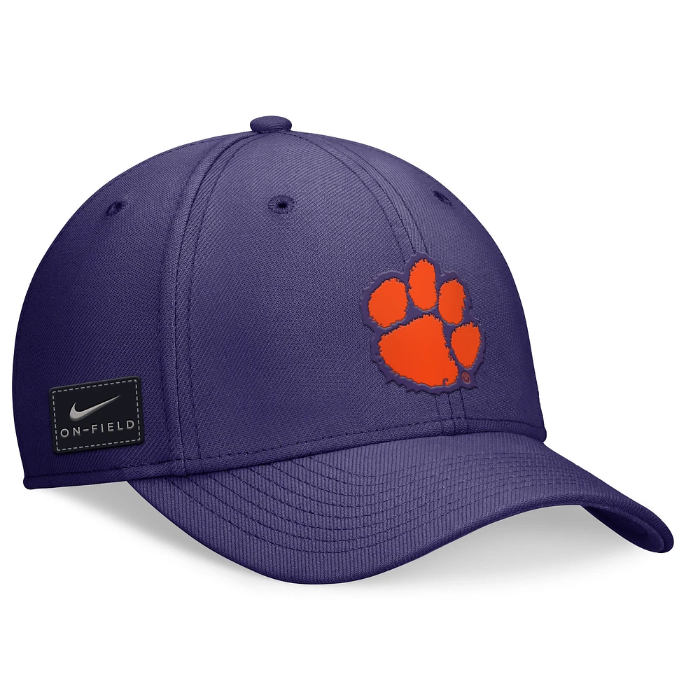 Casquette unisexe Nike violet Clemson Tigers 2024 Sideline Rise Swoosh Flex