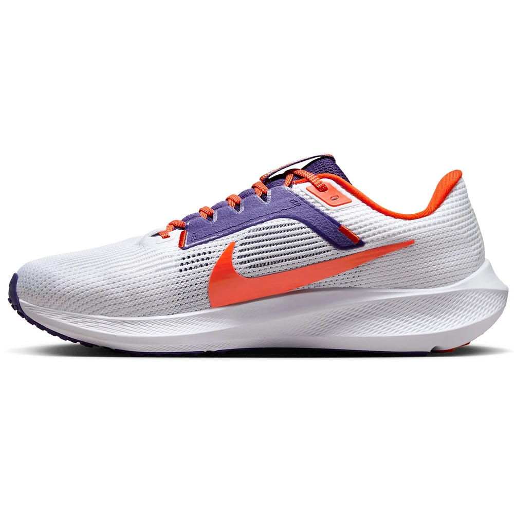 Chaussure de course à pied Nike Clemson Tigers Zoom Pegasus 40 unisexe blanche