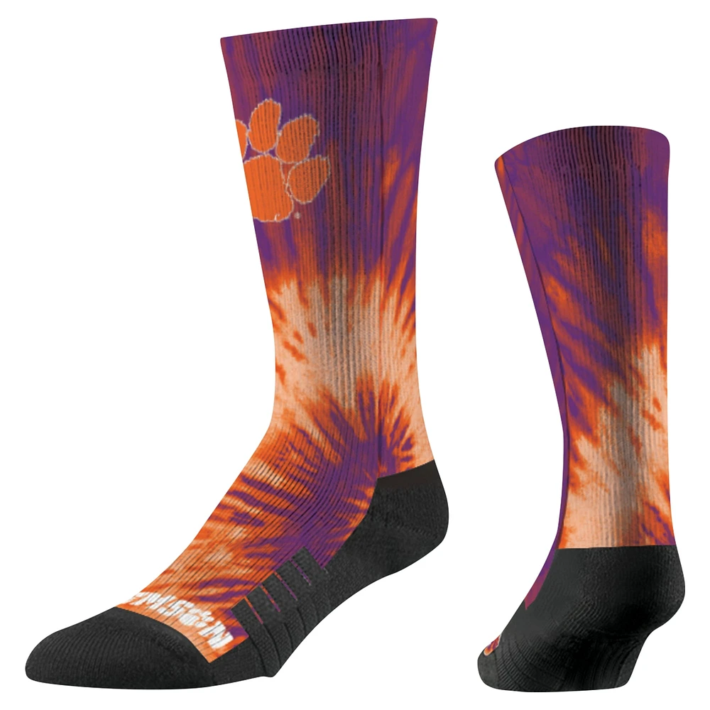 Unisex Strideline Clemson Tigers Premium Tie-Dye Crew Socks