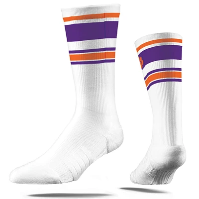 Chaussettes unisexes Strideline blanches Clemson Tigers Premium Sub Crew