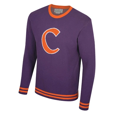 Unisex Uscape Apparel Purple Clemson Tigers Renew Knit Vintage Pullover Sweater