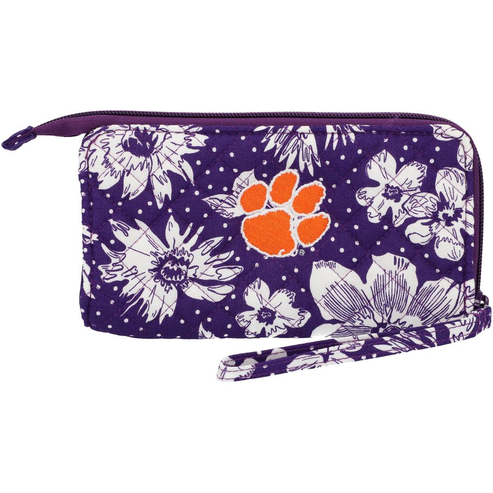 Vera Bradley Clemson Tigers Rain Garden Front-Zip Wristlet