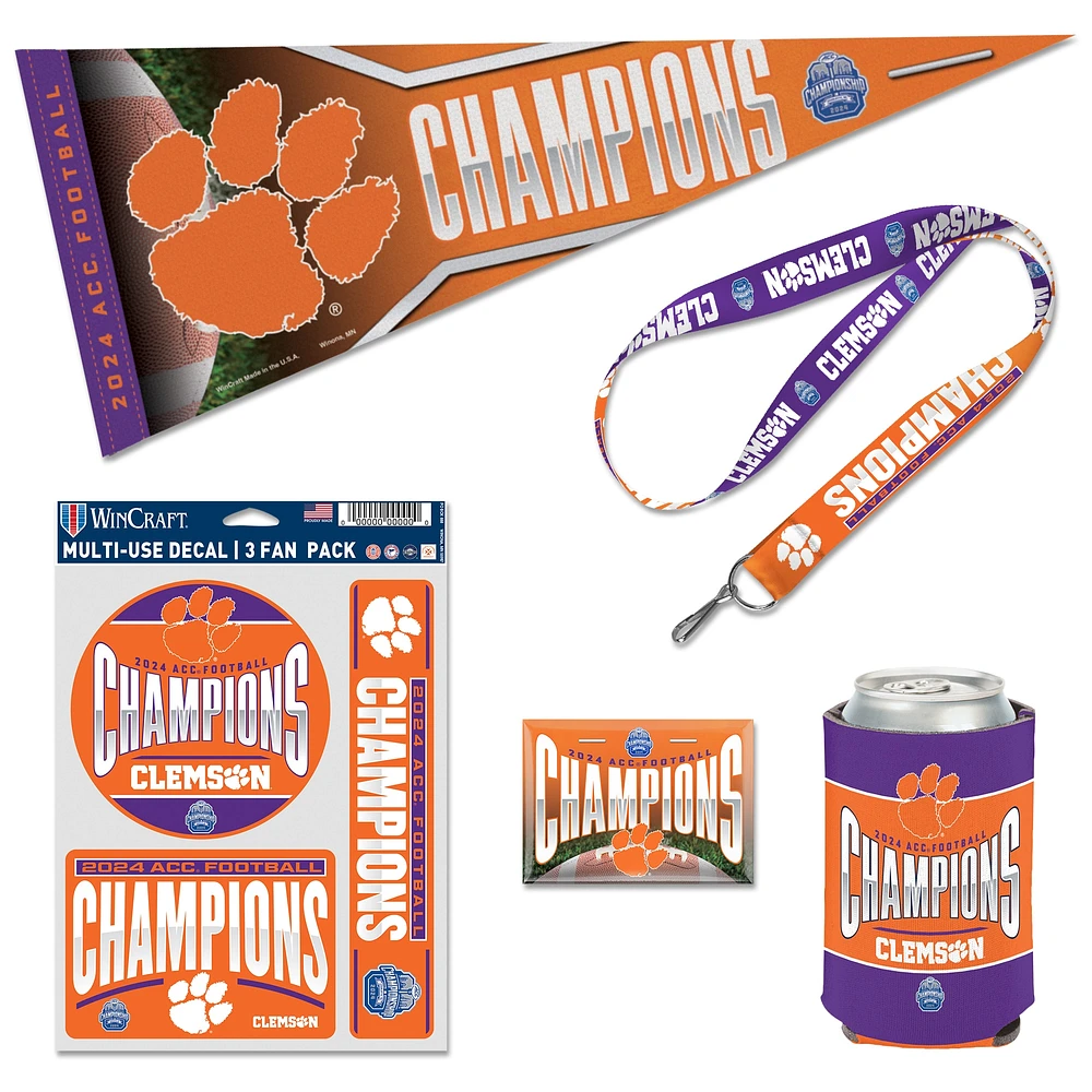 Pack de fans de cinq pièces WinCraft Clemson Tigers 2024 ACC Football Conference Champions