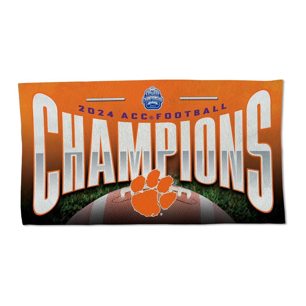 Serviette de toilette WinCraft Clemson Tigers 2024 ACC Football Conference Champions Vestiaire 22'' x 42''