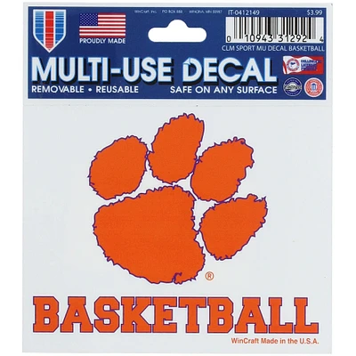 WinCraft Clemson Tigers 7,6 x 10,2 cm Autocollant multi-usage de basket-ball