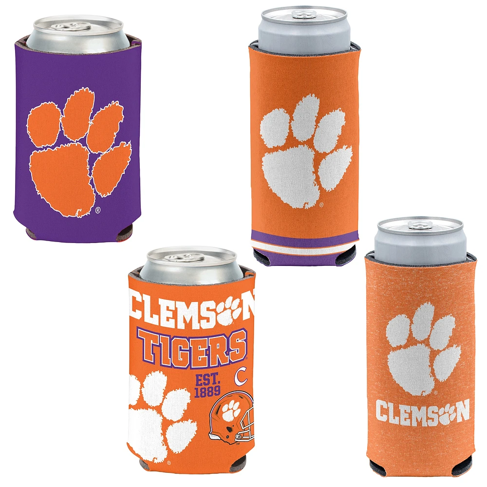 WinCraft Clemson Tigers 4-Pack 12oz. Can & Slim Can Cooler Set