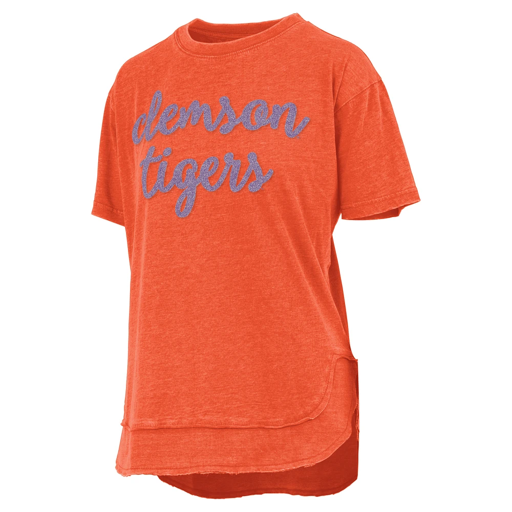 Women's Pressbox  Orange Clemson Tigers Poncho T-Shirt