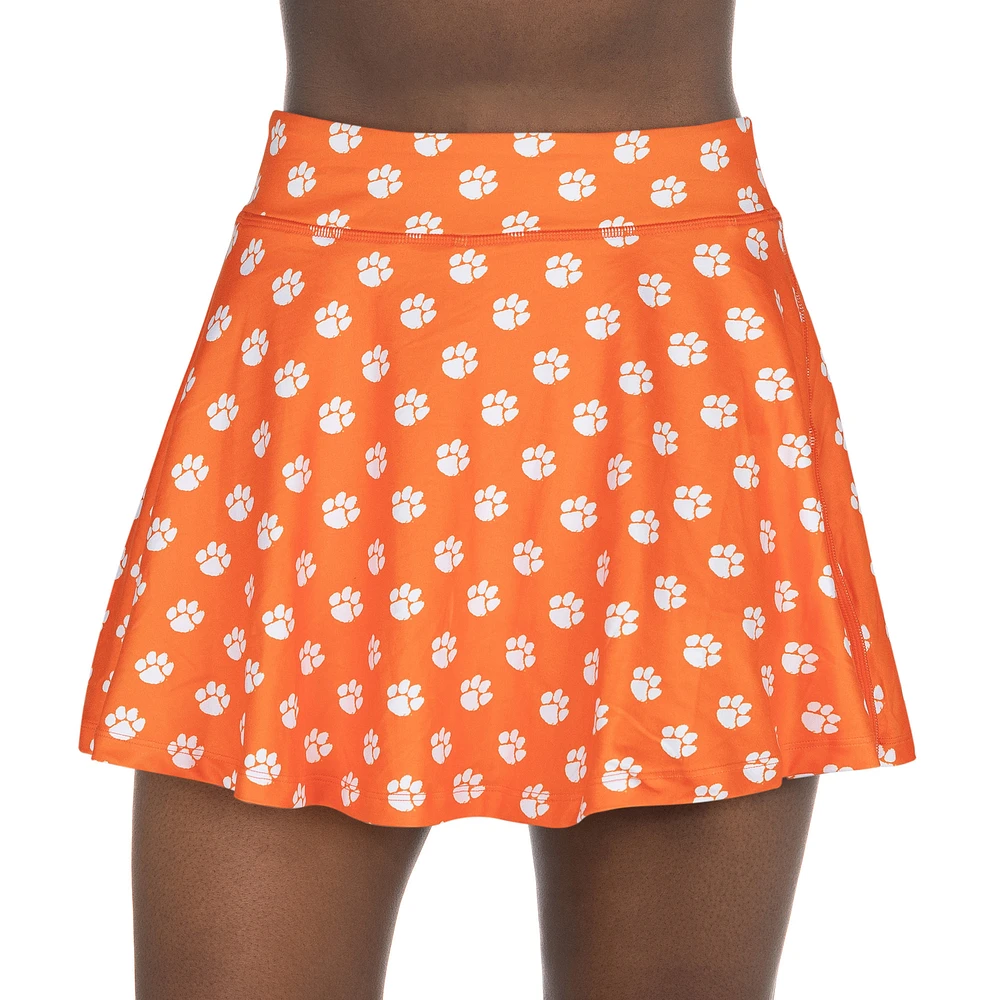 Jupe-short fluide à imprimé intégral ZooZatz Orange Clemson Tigers pour femme