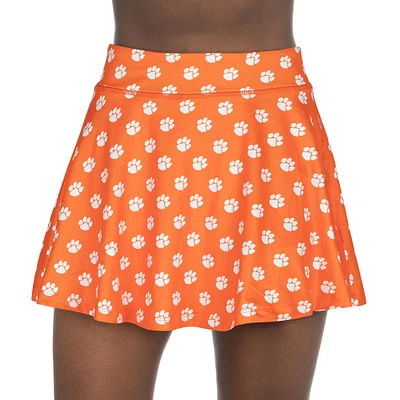 Jupe-short fluide à imprimé intégral ZooZatz Orange Clemson Tigers pour femme