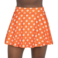 Jupe-short fluide à imprimé intégral ZooZatz Orange Clemson Tigers pour femme