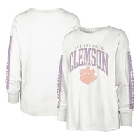 T-shirt à manches longues '47 Cream Clemson Tigers Statement SOA 3-Hit pour femmes