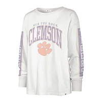 T-shirt à manches longues '47 Cream Clemson Tigers Statement SOA 3-Hit pour femmes