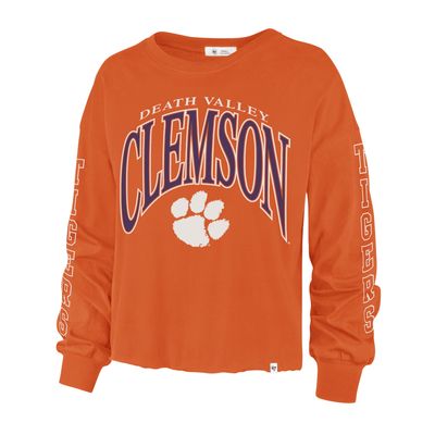 Women's '47 Orange Clemson Tigers Parkway II Cropped Long Sleeve T-Shirt