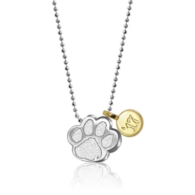 Clemson Tigers Alex Woo Women's Little Collegiate Sterling Silver Necklace with 14K Yellow Gold Mini Charm