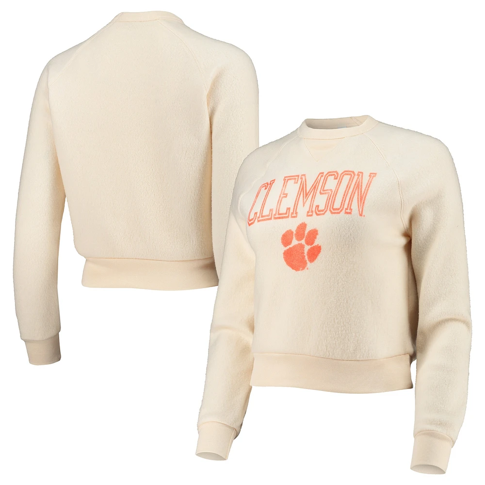 Femme Alternative Apparel Crème Clemson Tigers Eco-Teddy Baby Champ Tri-Blend Sweatshirt