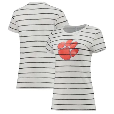 Clemson Tigers Alternative Apparel Women's Ideal Stripe Tri-Blend T-Shirt - White