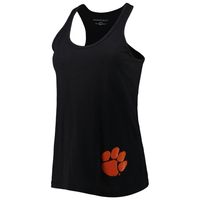 Women's Black Clemson Tigers Charm 2.0 Scoop Neck Open Back Racerback Tank Top