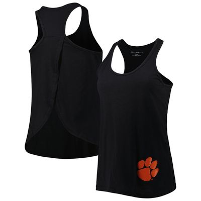 Women's Black Clemson Tigers Charm 2.0 Scoop Neck Open Back Racerback Tank Top