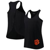 Women's Black Clemson Tigers Charm 2.0 Scoop Neck Open Back Racerback Tank Top