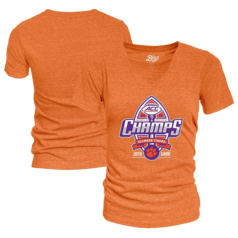 T-shirt bleu 84 orange Clemson Tigers 2024 ACC Football Conference Champions Vestiaire pour femme