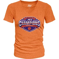 T-shirt à col en V pour femme, bleu 84 orange, champion du tournoi de softball la conférence ACC 2025, des Tigers Clemson