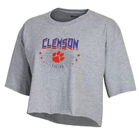 Women's Champion Gray Clemson Tigers Boyfriend Cropped T-Shirt