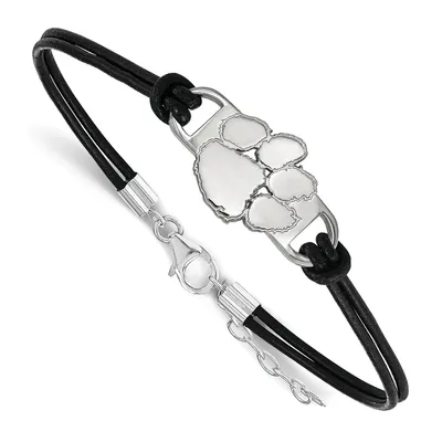 Clemson Tigers Women's Sterling Silver Leather Bracelet